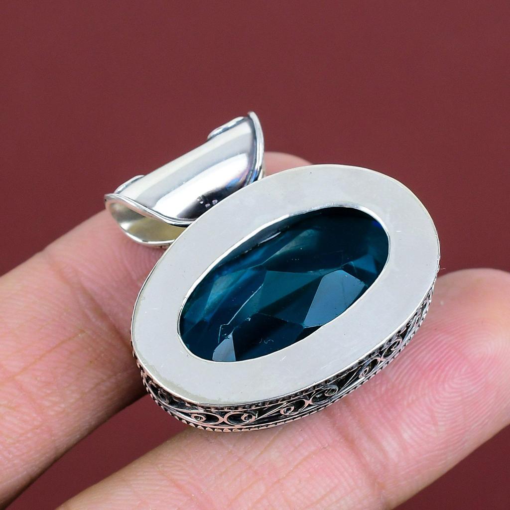 Faceted Indicolite Gemstone Pendant 925 Sterling Silver Pendant Handmade Vintage Pendant Indicolite Jewelry Engagement Gifts Elegant Pendant