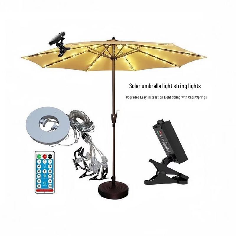 Clip-on Solar Umbrella Light with Remote