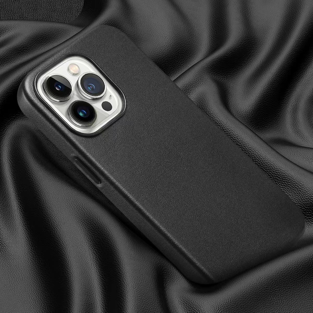 

Leather Magnetic Phone Case for MagSafe iPhone 12 13 14 15 16 17 Air Plus Pro Max, Shockproof Protective Cover Full Protection Phone Accessories iPhone 17 чёрный