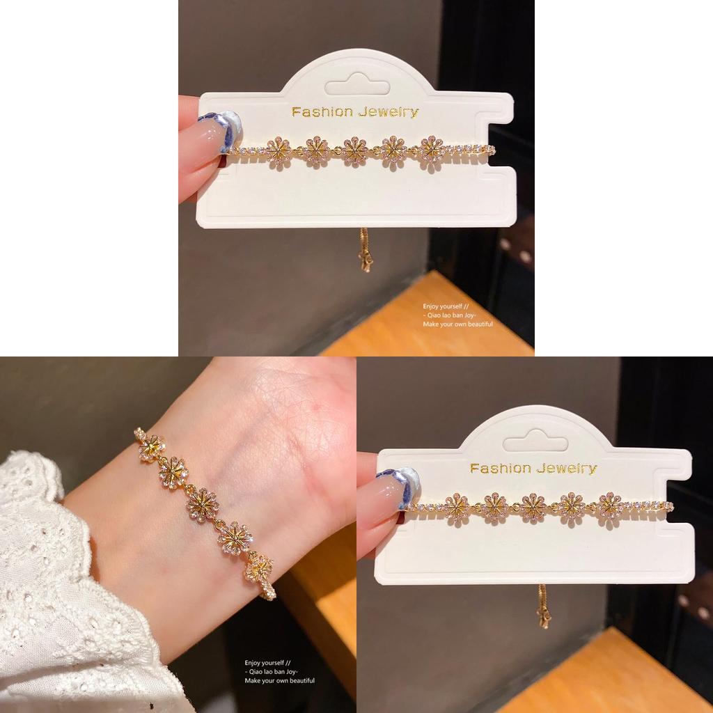Flower Zircon Snowflake Bracelet With Pullaway Design For Womens Fashion Accessory
