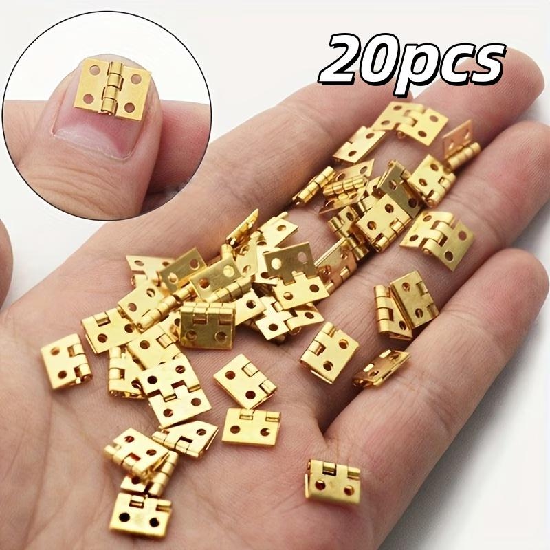 20Pcs Electroplated Mini Flat Folding Hinges Handmade Hardware for Jewelry Box Cabinet Doll House Furniture Decor