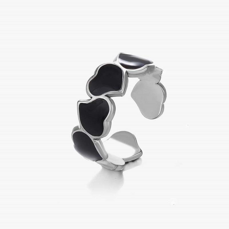 

Fashion Stainless Steel Geometric Rings for Women Simple Black Color Dropping Oil Adjustable Rings Wedding Zircon Gift Bijoux