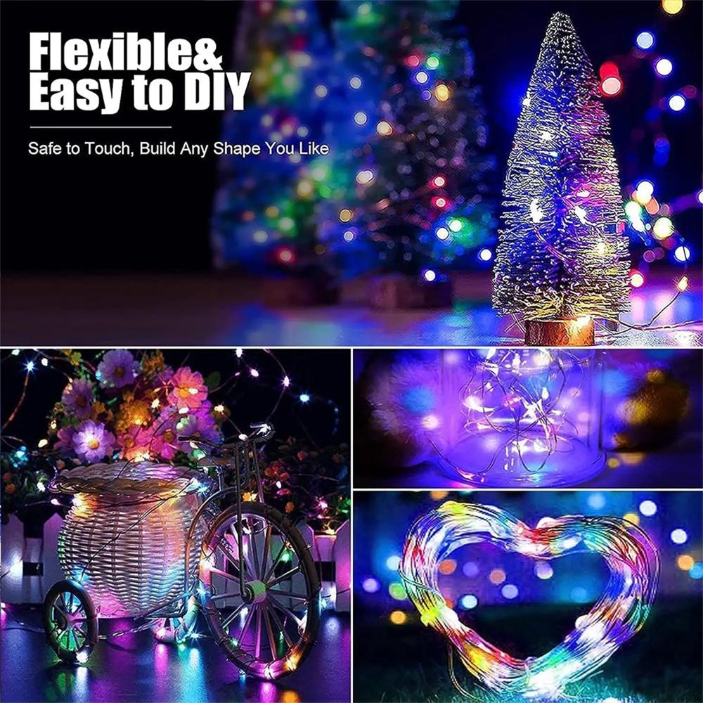 Solar String Lights Outdoor 5m/10m/20m/30m Fairy Lights  with 8 Modes Copper Wire Lights for Garden Decorations Yard Wedding