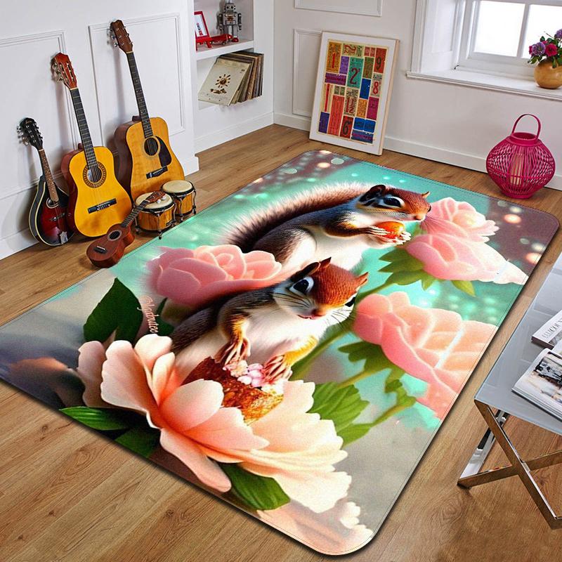 S-Eichhörnchen Gedruckter Teppich Mode Yogamatte Rutschfester Teppich Schlafzimmerdekoration Außenteppich Schlafzimmer Geburtstagsgeschenk
