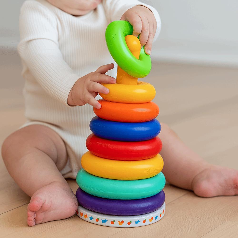 Rainbow Tower Stacking Rings Babies Toy Sensory Stacking Plugging Toy  Develop Cognition Ability