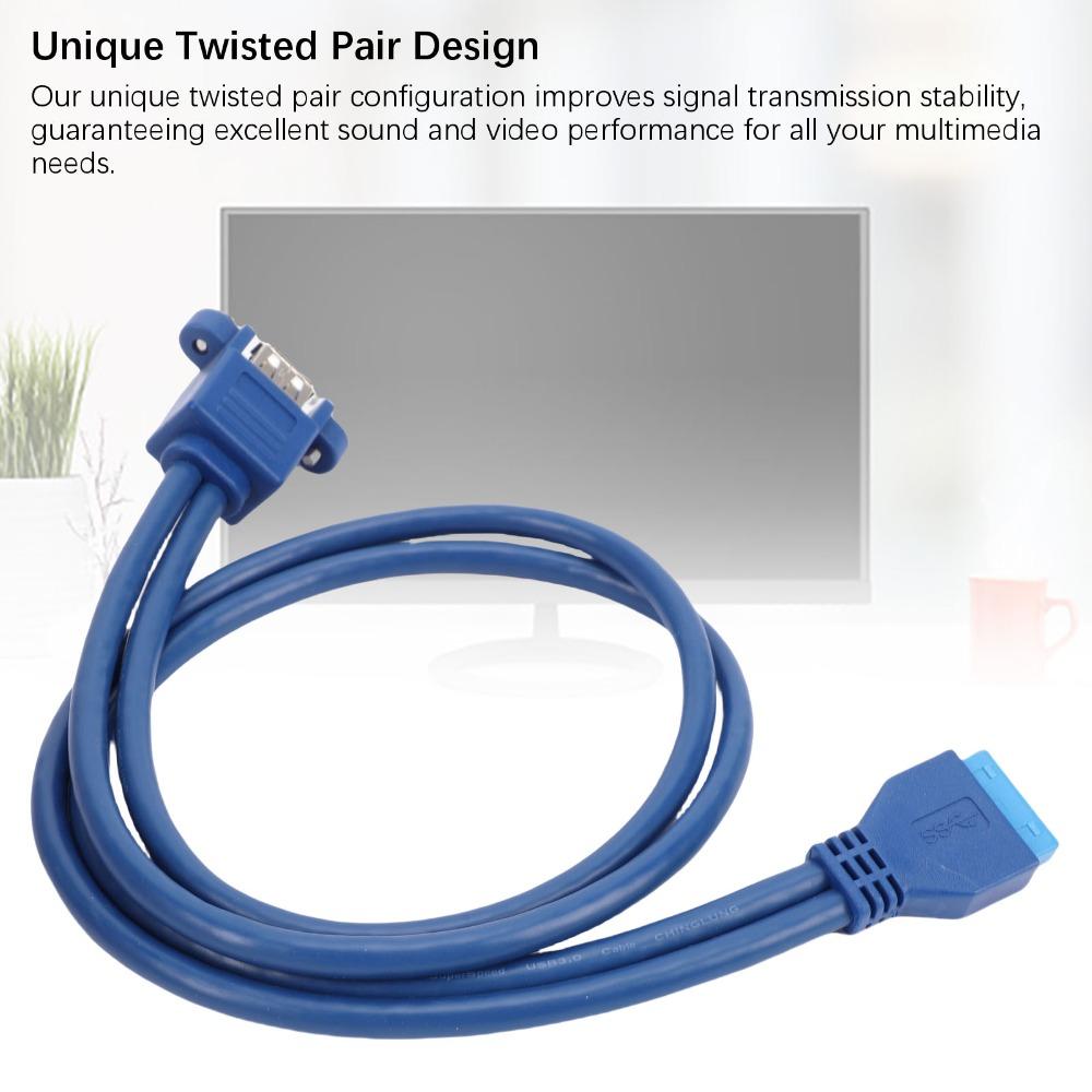 50cm USB 3.0 Extension Cable Dual Ports Panel Cable Motherboard Extension Cable  PC Building