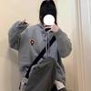 Women's Grey Floral Embroidered Hooded Knit Sweater - Autumn/Winter Casual Retro Style