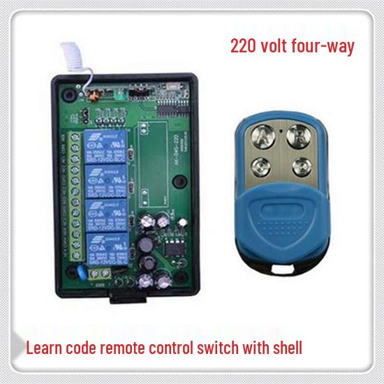 220V Four-Way Wireless Remote Control Switch with Metal Waterproof Four-Key Receiver Wireless Remote Control Switch