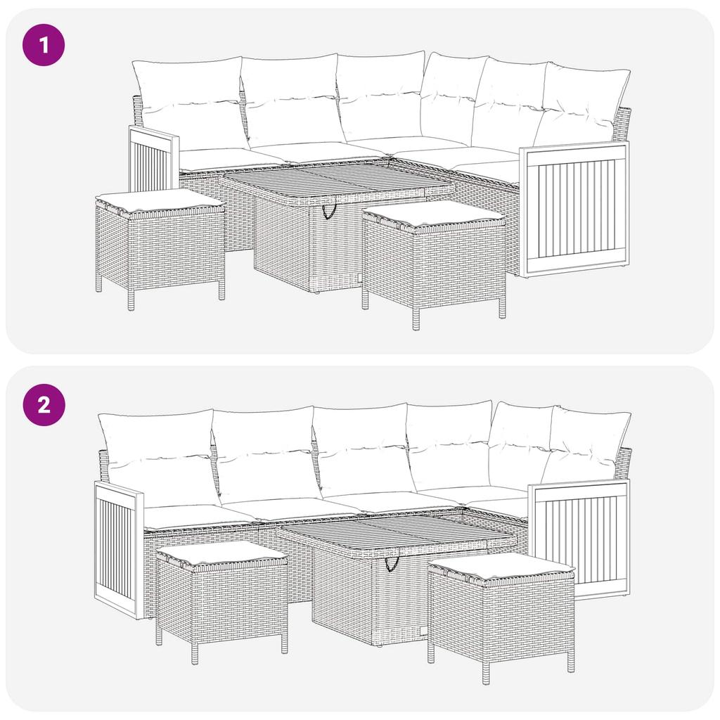 Garden Sofa Set with Cushions 8 pcs Beige and Cream