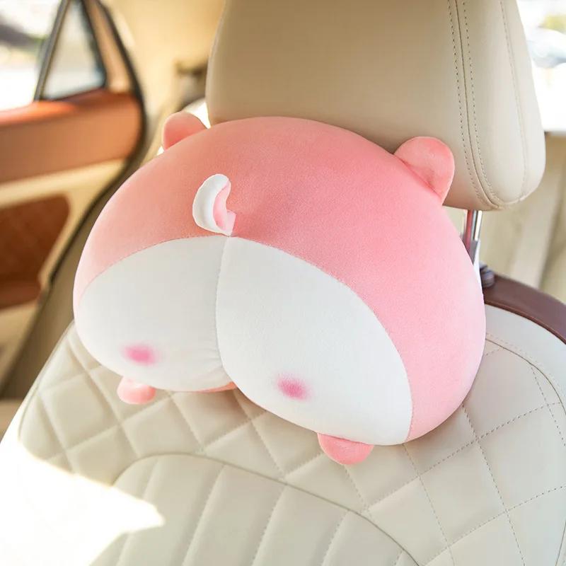 Plush Corgi Dog Butt Car Neck Pillow Cute Car Pillow Pig Butt Lumbar Support Set Creative Cartoon Car Neck Pillow Accessories