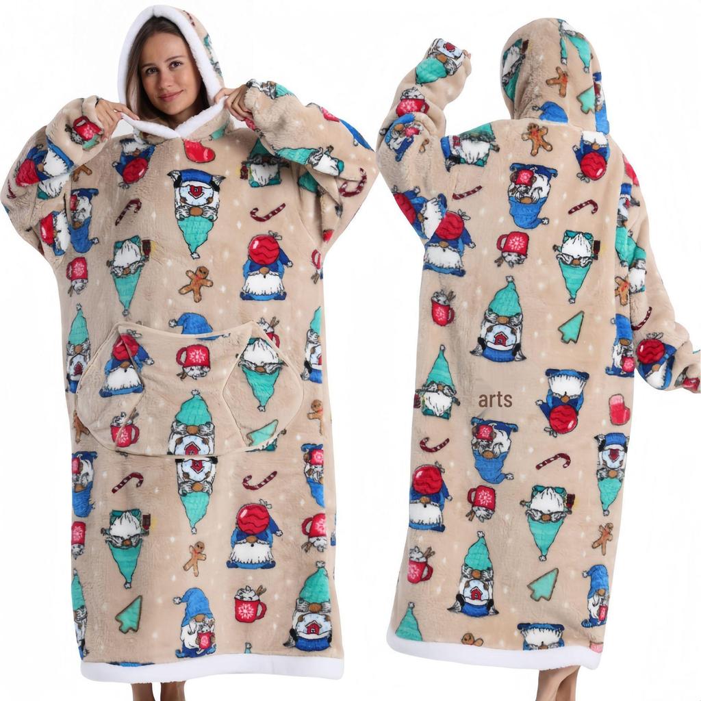 2025 Winter Hooded Lazy Blanket - Unisex Cold-Proof Christmas Sweatshirt
