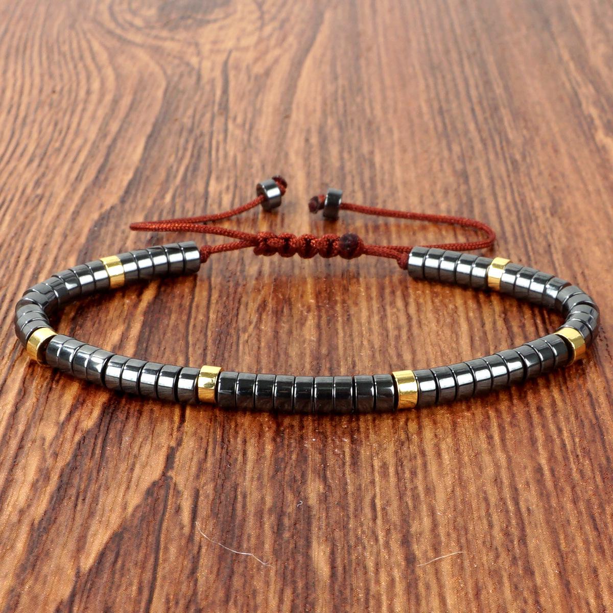 

Богемский женский браслет из бирюзы: Тканый дизайн со спейсерами с плоскими бусинами из имперского камня