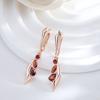Fashion  Rose Gold Color Long Dangle Earrings For Women Unique Red Natural Zircon Accessories Vintage Wedding Jewelry
