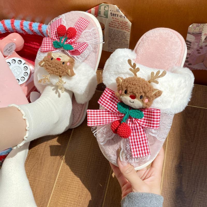Fashion 2025 New High Quality Fashion Cute Cartoon Elk Slippers Lovely Soft Christmas Slippers Casual Comfortable Plush Bedroom Shoes