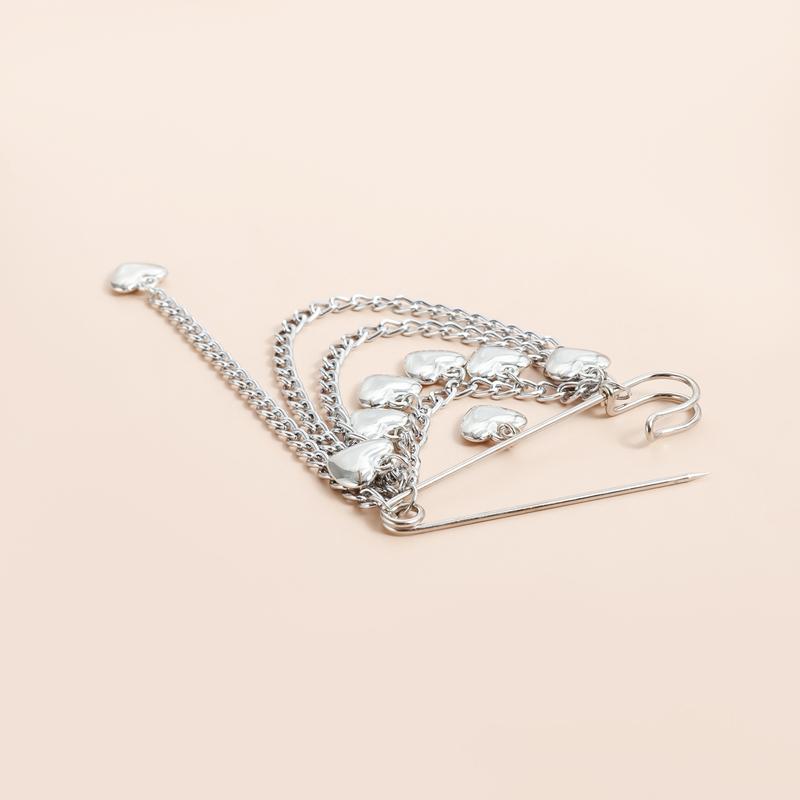 Heart Pants Chain Brooch Exquisite Fish Pearl Brooch Vintage Multi-Layer Tassel Pin Versatile Women's Clothing Accessories Gift