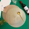 4 Pcs Placemat Non-slip Round Woven Nordic Coaster Pad Placemat Kitchen Accessories Dining Table Placemat Boho Braided Design Table Mat