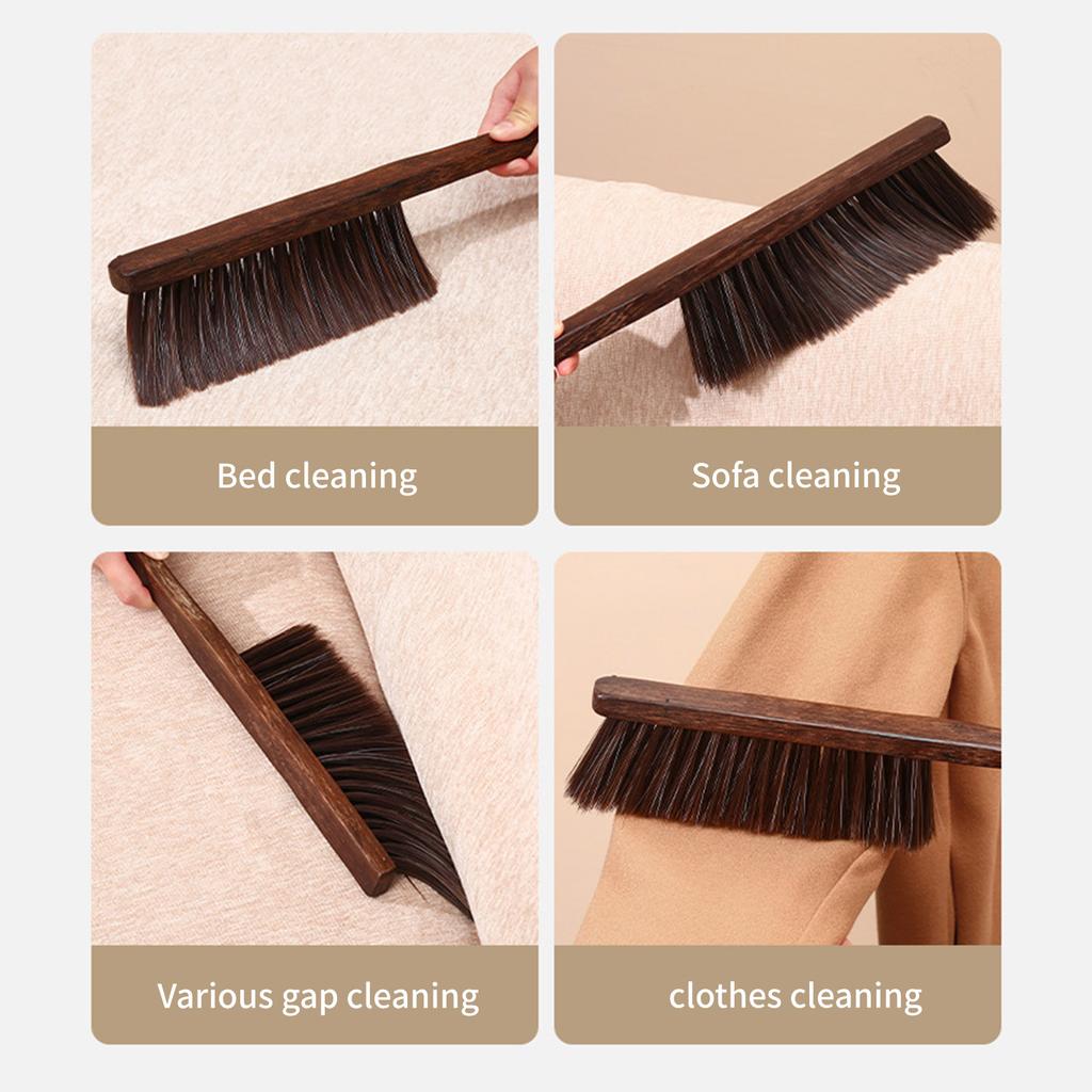 Soft Bristles Hand Broom Natural Wood Handle Gentle Sweeping Tool Dusting Brush For Hardwood Tile Surfaces Cleaning