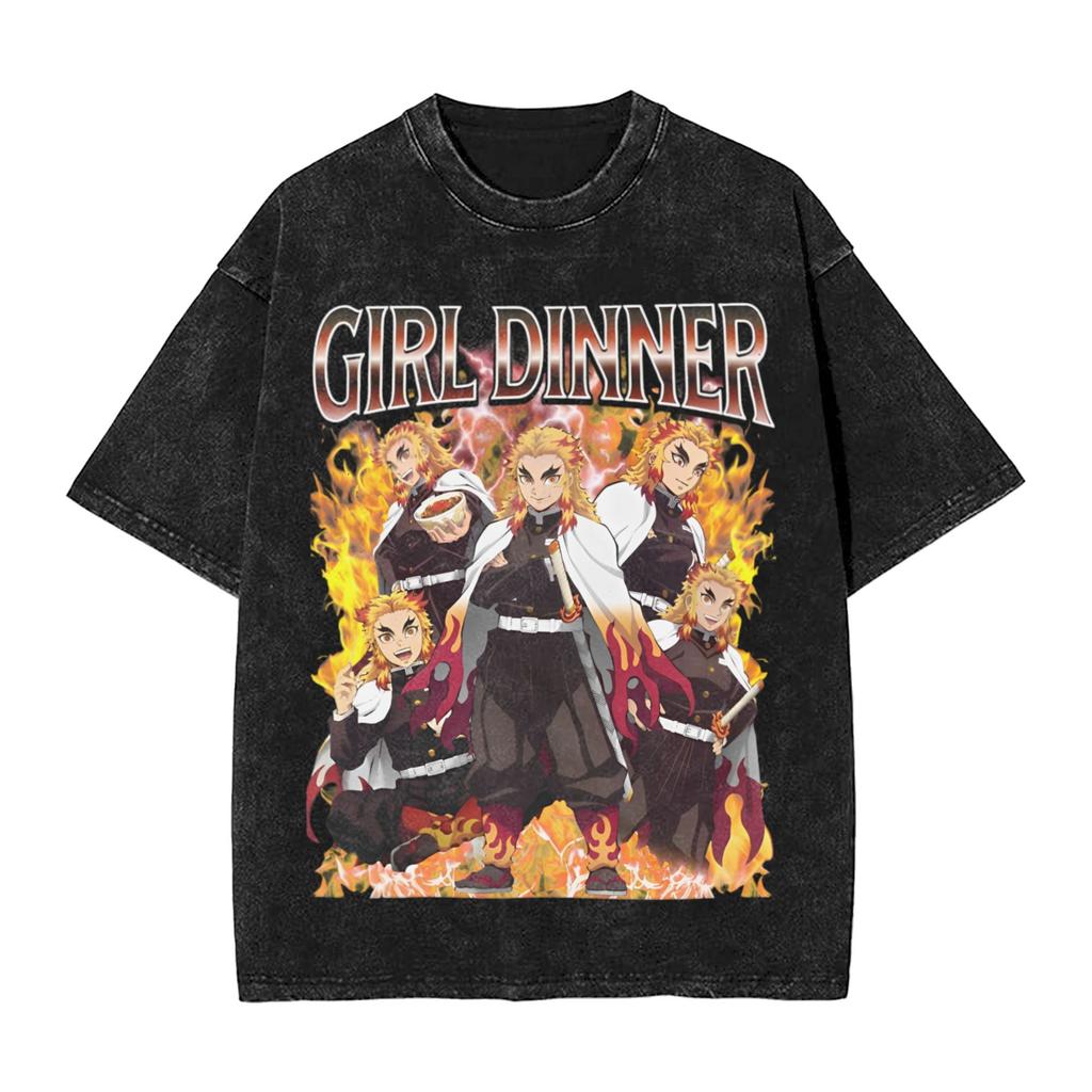 Anime Demon Slayer Hashibira Inosuke Graphic T Shirt Men Women Cotton Tshirts Vintage Washed Tee Harajuku Male Casual T-shirts