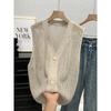 Gilet all'uncinetto con bottoni per donna, scollo a V, senza maniche, traforato, top, outfit estivo Boho Chic Vintage