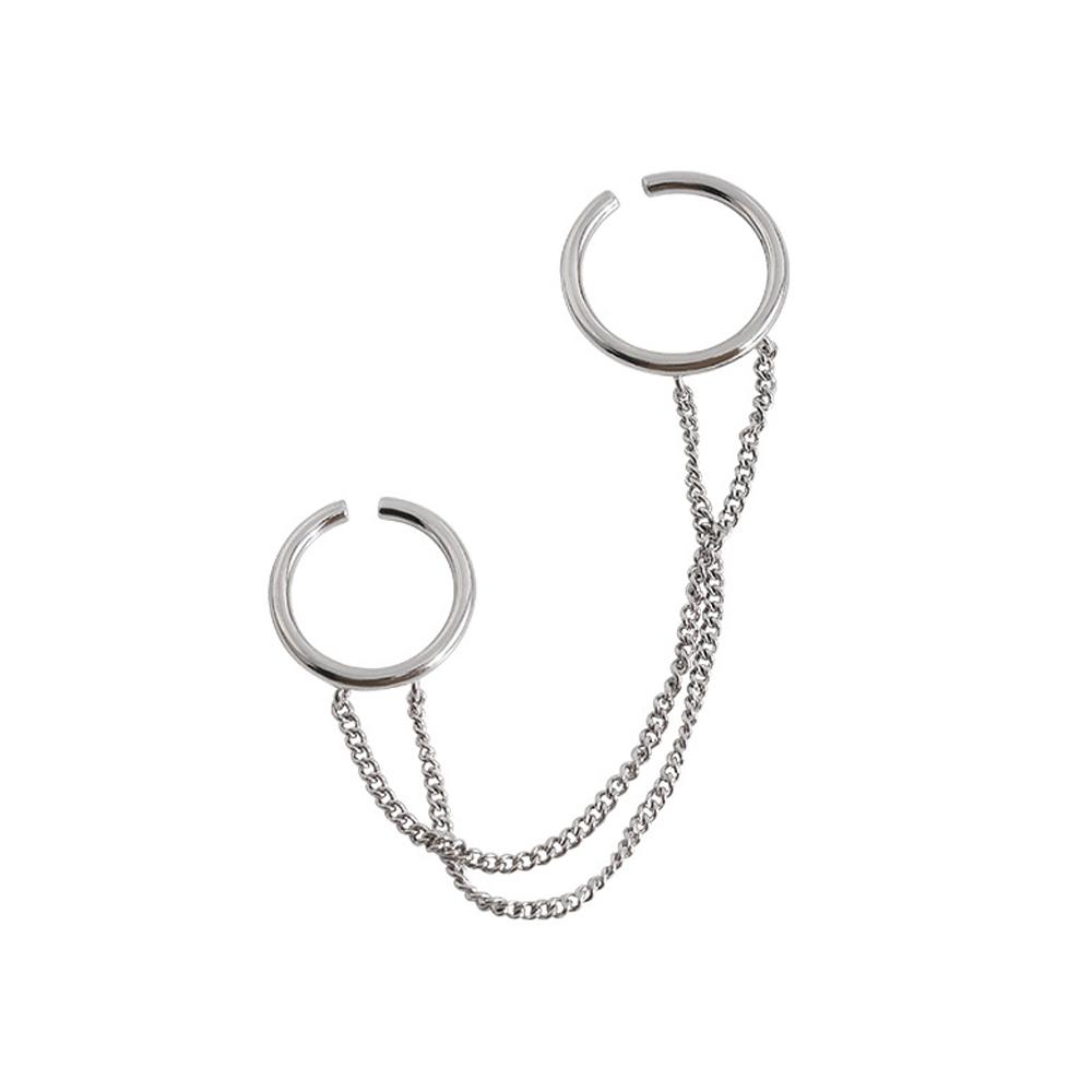 

Hip Hop Double Tassel Chain Ring Party Women Finger Accessories Vintage Punk Simple Metal Open Rings Adjustable Zircon Gifts мідний