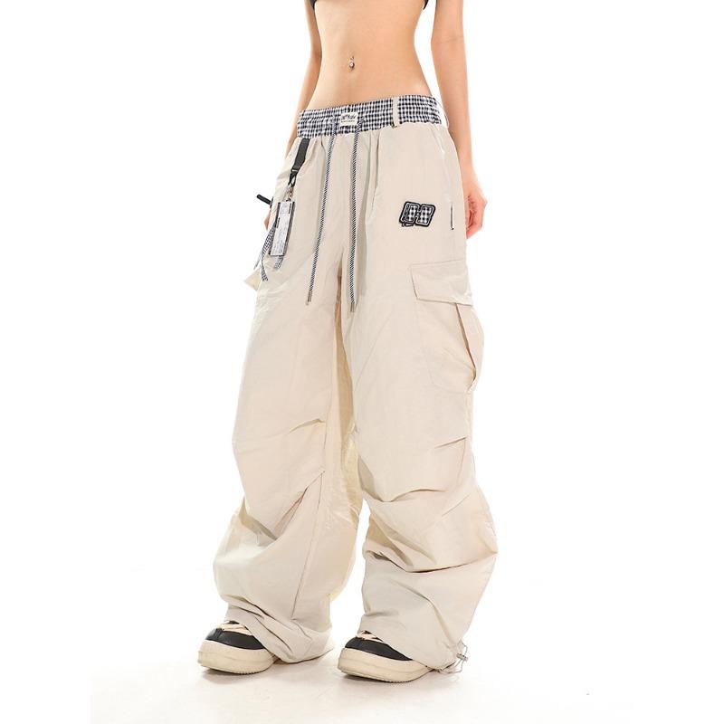 

Summer new elastic waist straight casual pants men s loose splicing wide legs mopping long pants S