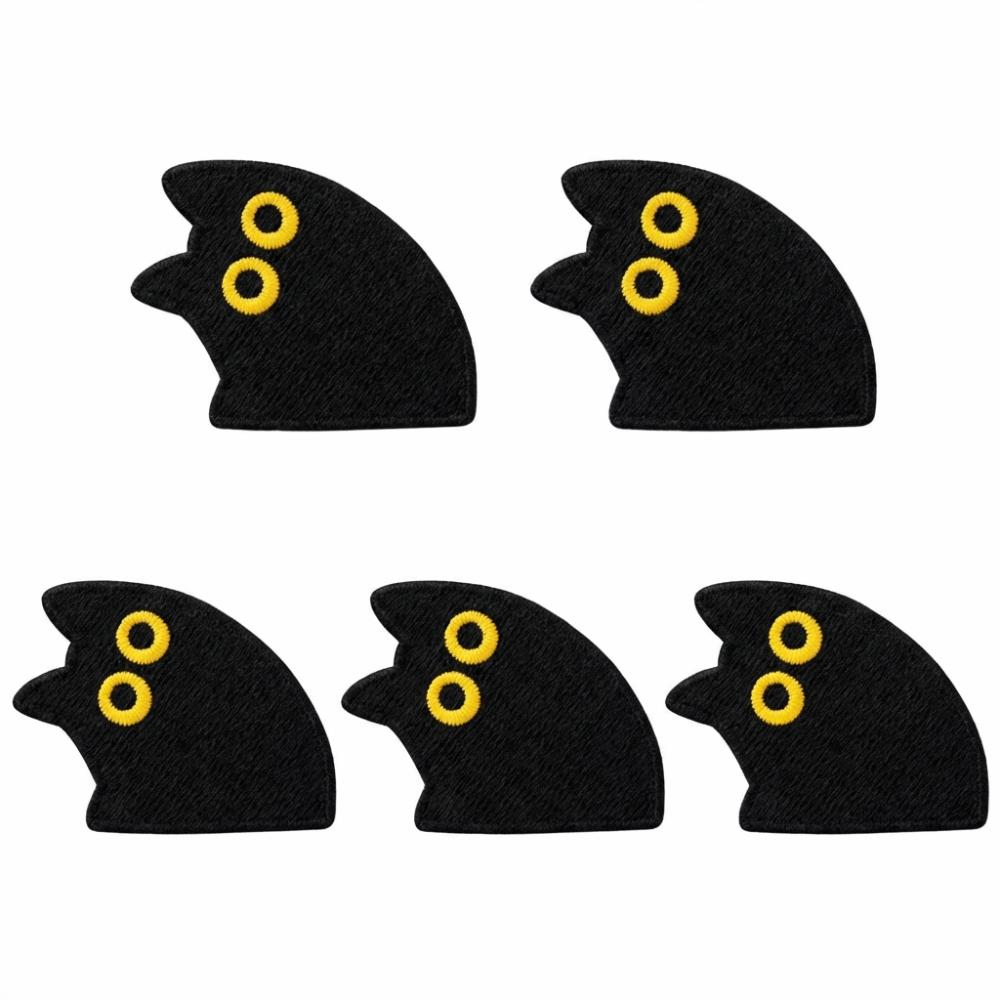 5pcs Self-adhesive Black Cat Embroidered Patch DIY Clothes Stickers Black Animal Clothing Patch Cartoon Cute Clothes Appliques