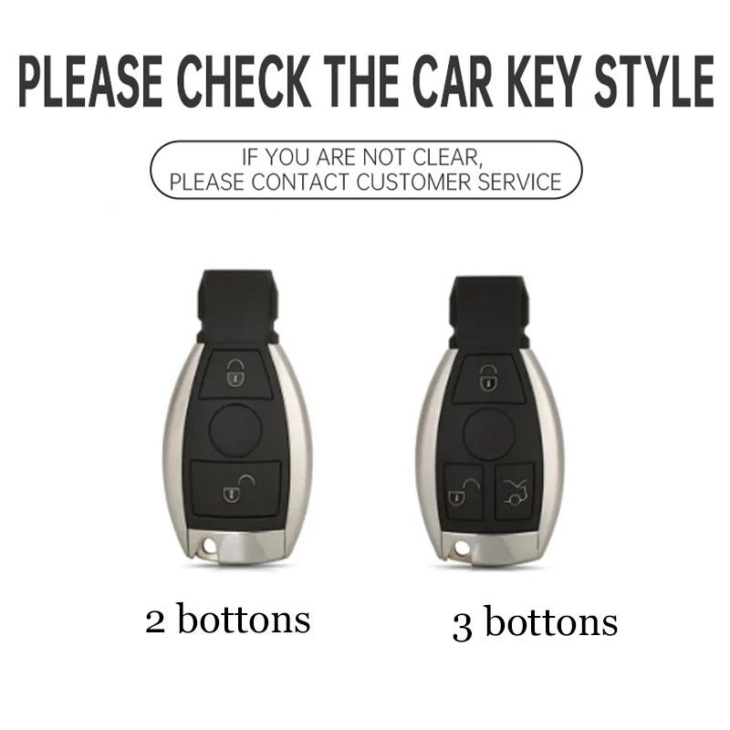 2 3 Botton Leather Car Key Case Fob Cover For Mercedes Benz Cla Glc Gla Glk W203 W210 W211 W204 W176 A B C Class Amg Accessories