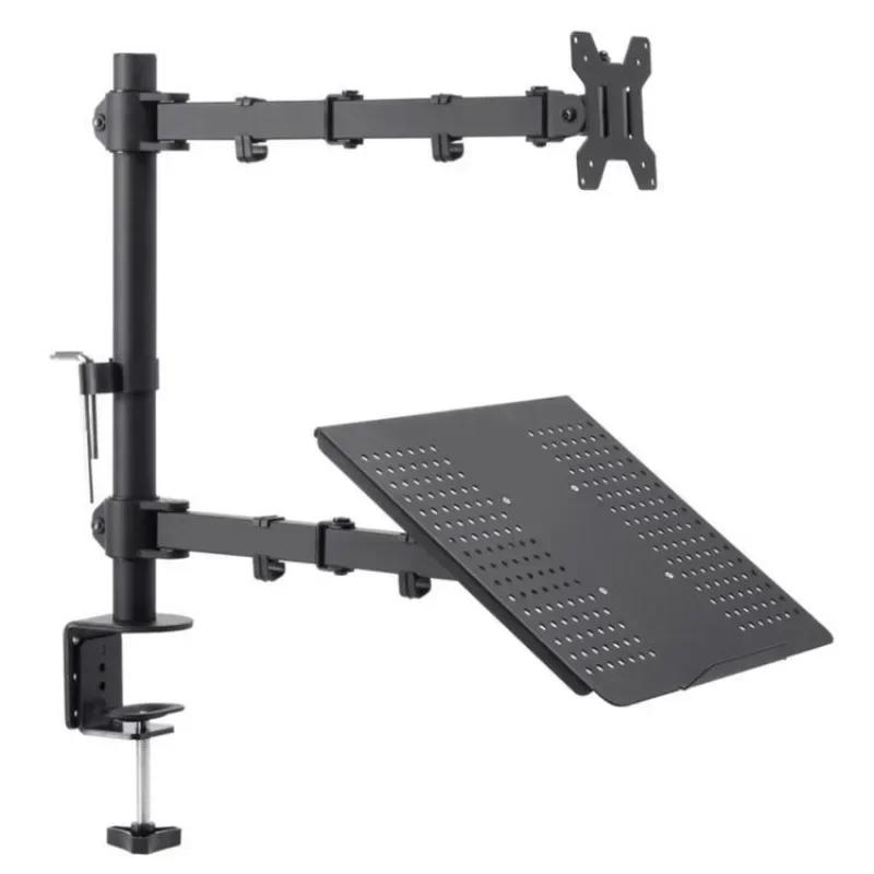 Desktop Cold-rolled Steel Laptop LCD Display Bracket with Adjustable Rotating Dual Arm Mechanical Installation Bracket чёрный