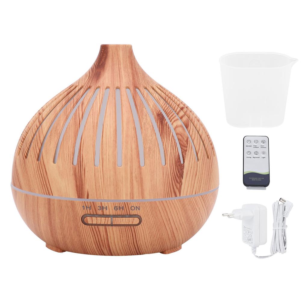 Essential Oil Diffuser Humidifier with Colorful Lights Wood Grain Quiet Remote Control Auto Shut