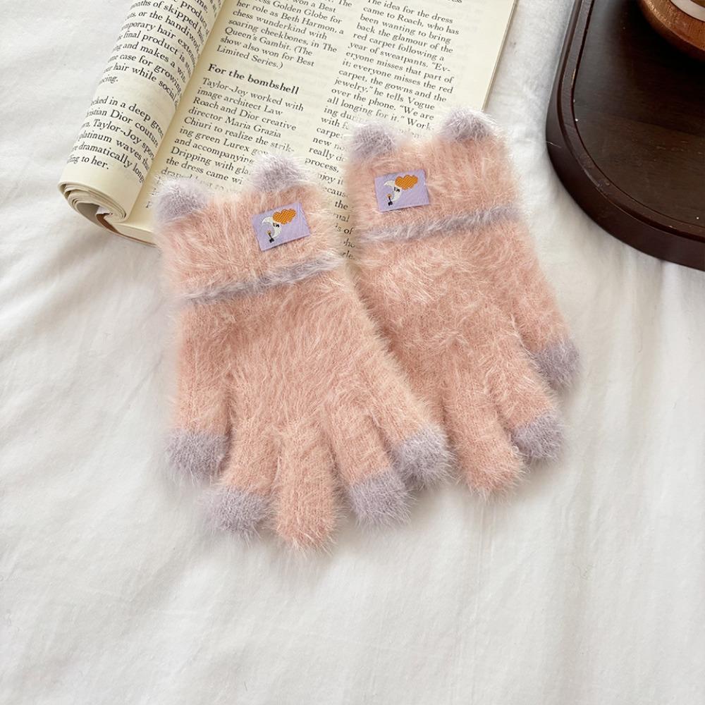 A Pair Mink-Like Toddler Gloves 3-8Years Long-Hair Material Winter Warm Gloves Thick Warm Children's Gloves Playing In Snow