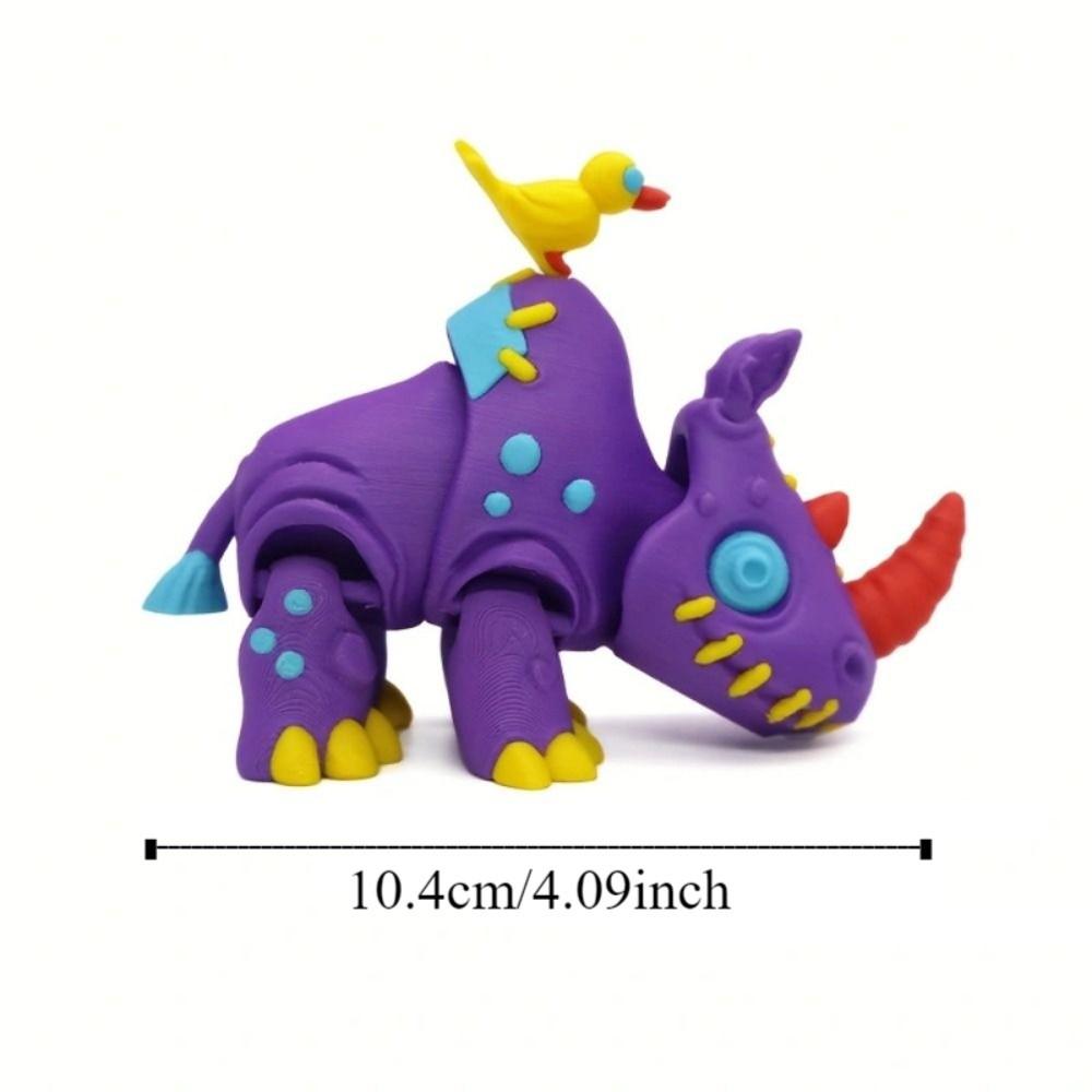Multi-Jointed 3D Printing Rhinoceros Toy Simulation Anime Rhinoceros Toys Halloween Decoration