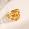  Minimalist Smooth Three-layer Stainless Steel Metal Ring 2024 18K PVD Plated Golden Jewelry Water Resistant New