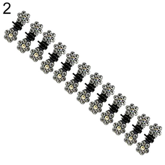 12 Pcs Bride Crystal Flower Mini Hair Claw Clamp Hair Clip Pin Hair Accessory