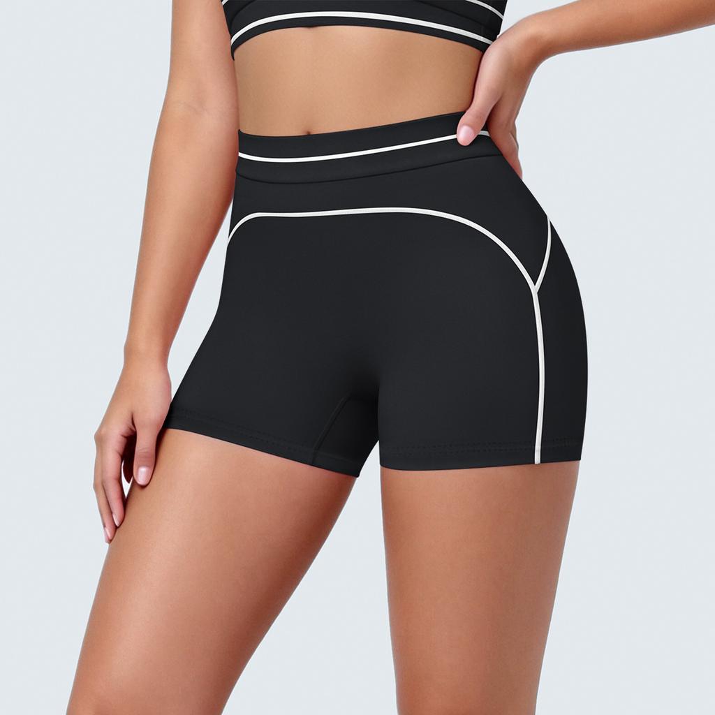 New contrasting colors high waist tight body high elastic hip lift yoga shorts sports running fitness yoga clothes three-point pants