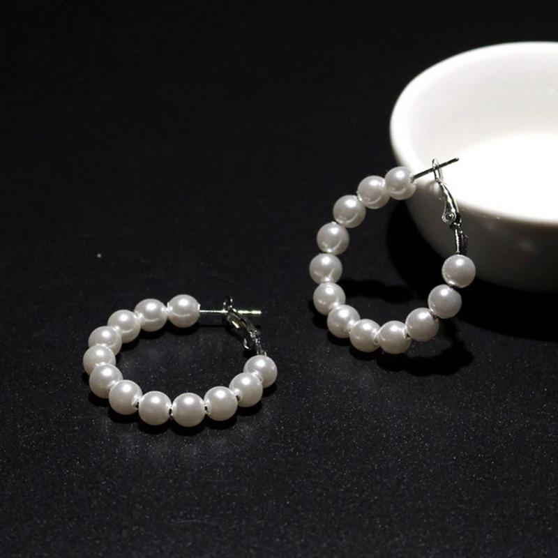 5 Style Imitation Pearl Large Hoops Earrings Luxury Pearl Round Loop Earring For Women Weding Creole Jewelry Pendientes Aros
