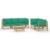 VidaXL Garden Lounge Set 6 Pcs with Cushions Green Bamboo 3155154