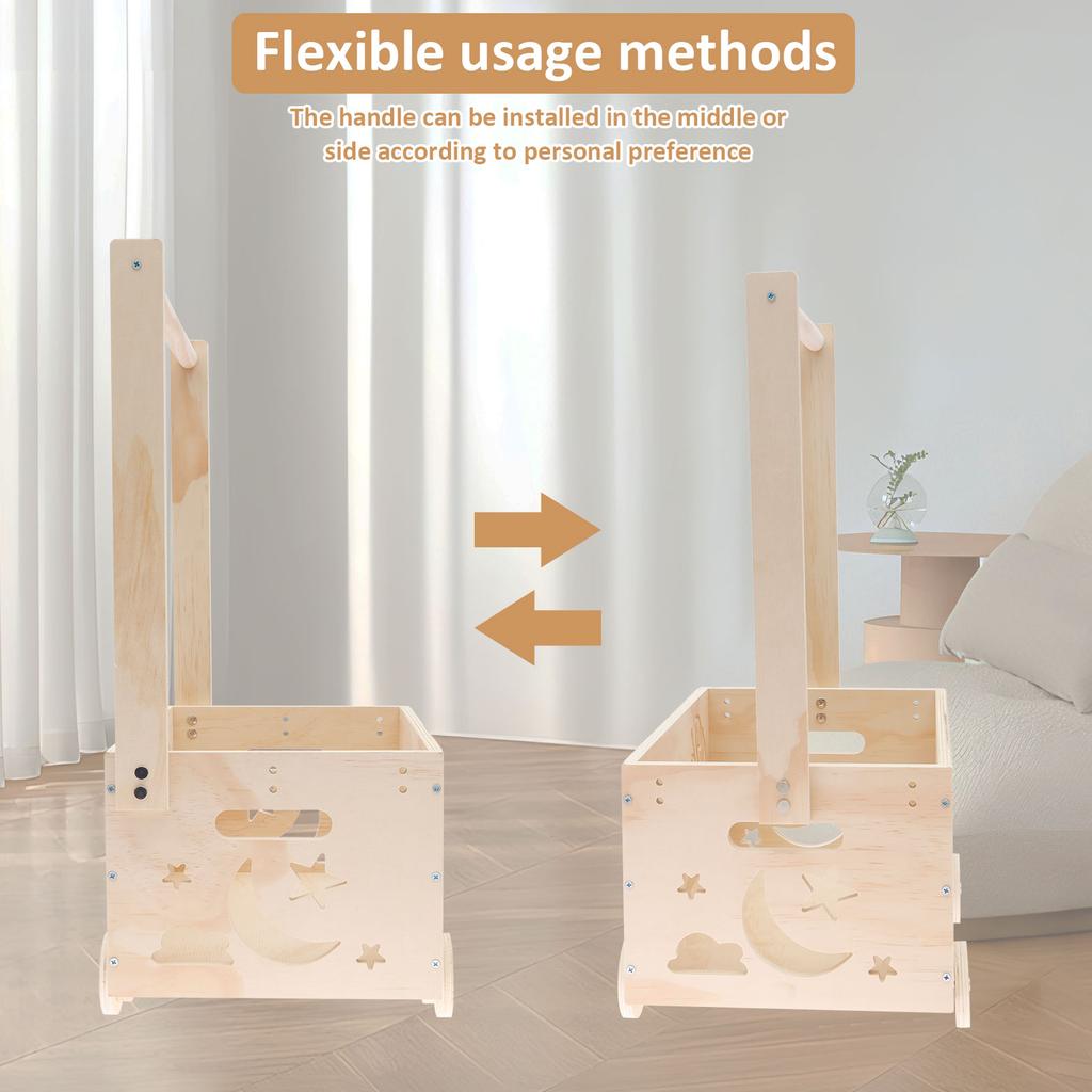 Baby Shower Basket Wood Storage Crate Baby Toys Clothing Organizer Box with Wheel and Hanger Baby Products for Home Bathroom