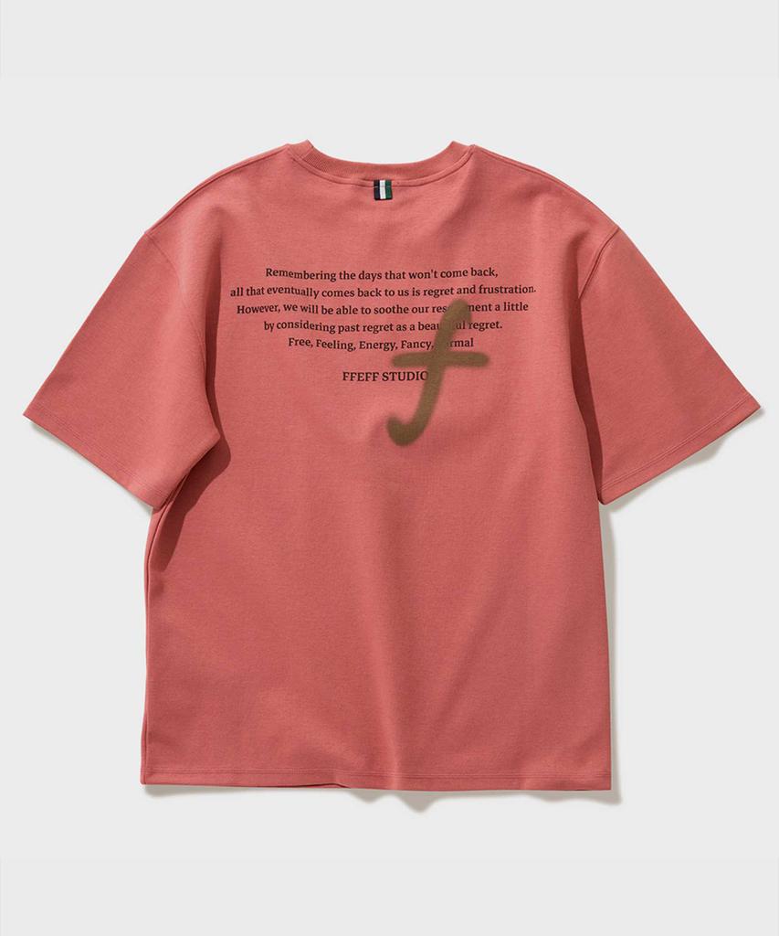 FFEFF STUDIO Face Drawing Embroidery Short Sleeve T-Shirt (Brick)