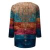 Trendy Vintage 3/4-ermet topp for kvinner, dame casual trekvart erme rund hals trykt t-skjorte bluse