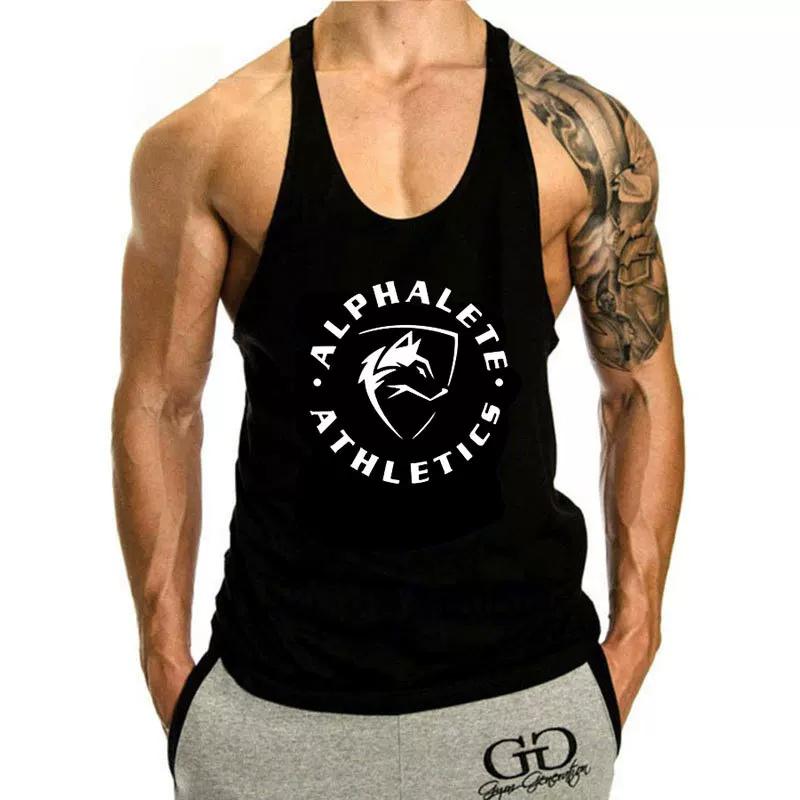 Men's Fitness Tank Top for Muscle Training, Loose Fit, Racerback, Sports Running, Cotton Sleeves, Trendy Style