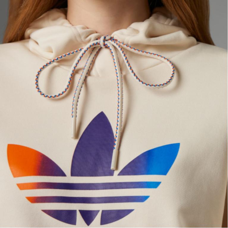 Adidas Originals Adicolor 70s Retro Series Cropped Hoodie With Brand Logo Print Women Tops Miracle-White IK7865