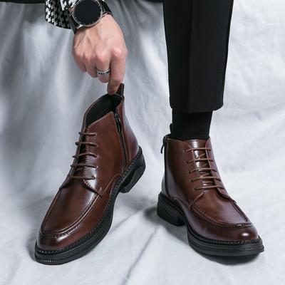 Designer Mens Spring Autumn Side Zipper Ankle Motorcycle Chelsea Safety Platform Cowboy Boots Genuine Leather Shoes for Men