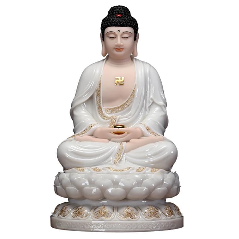 

12 inch ceramic White Marble Sakyamuni Buddha decoration Feng Shui figure statue home decor Buddha statue