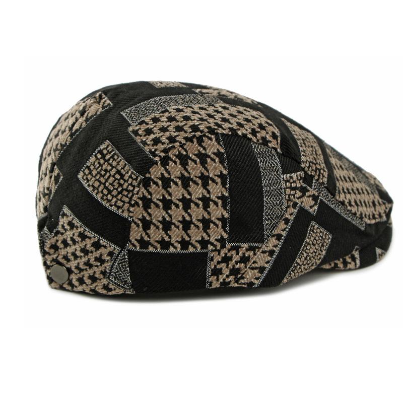 Autumn Color Block Hat Men's Beret British Peaked Cap Vintage Forward Cap