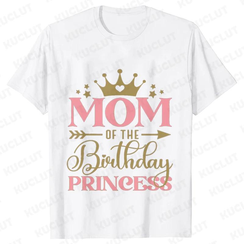 Fashion Birthday Princess Girls Party T-shirt Family Gathering Matching Sibling Tees Kids Adult Clothing Crown Graphic Y2k Tops