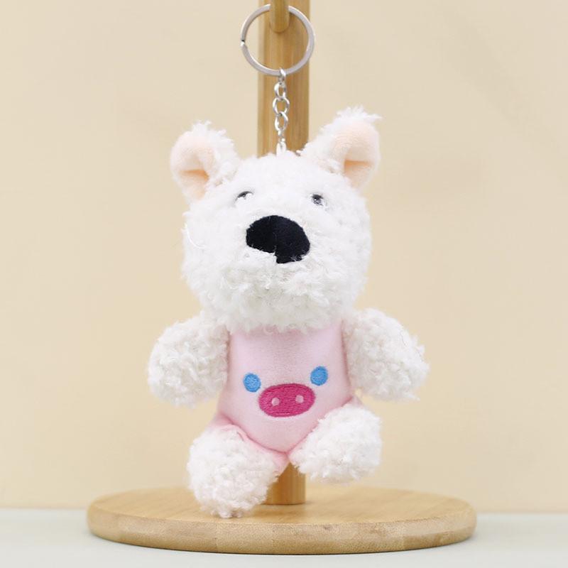 Adorable Fluffy West Highland Terrier Plush Toy Backpack Accessory In Pink