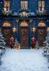 Mocsicka Christmas Background Photography Door Lamps Gifts Snow Xmas Tree Shooting Props Decors Guard Baby Photo Backdrop Studio