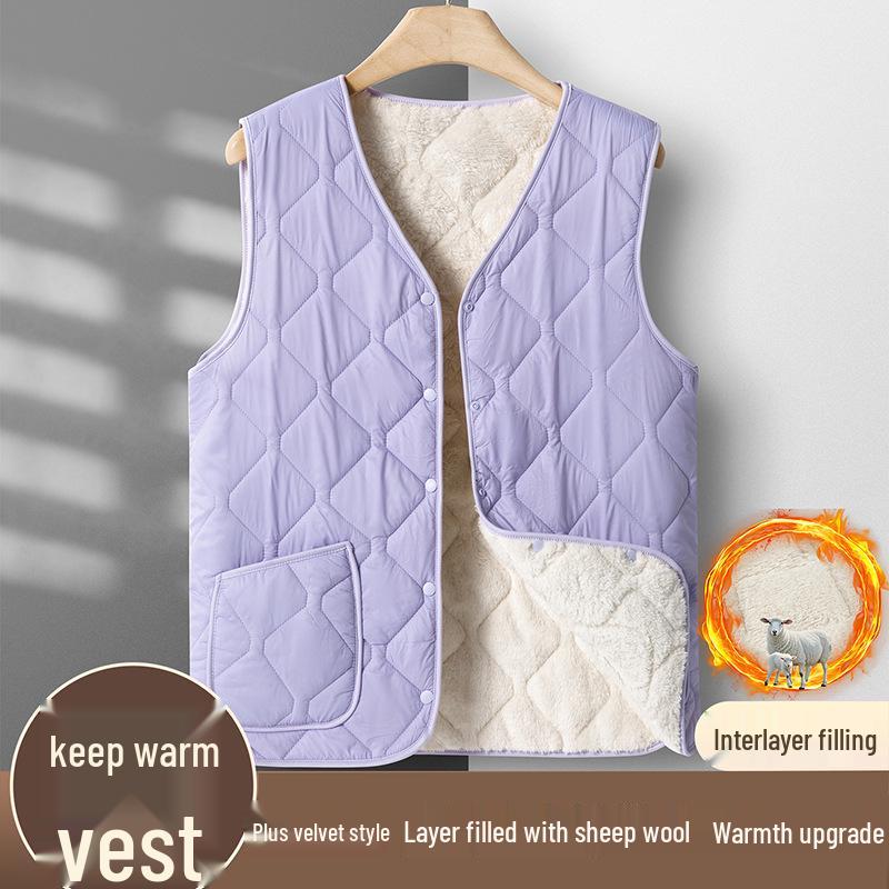 Elderly Women's Warm Velvet Vest: Cozy Autumn/Winter Shawl for Grandma and Mom