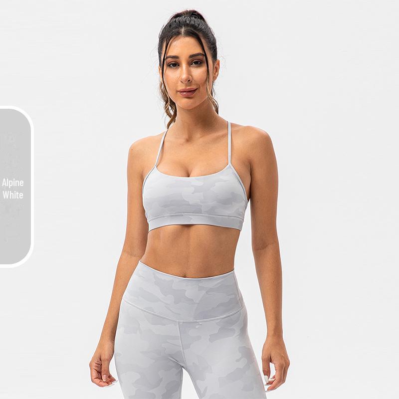 Women's Shockproof Camouflage Sports Bra - Antibacterial, Stylish Back Design for Summer Fitness & Yoga