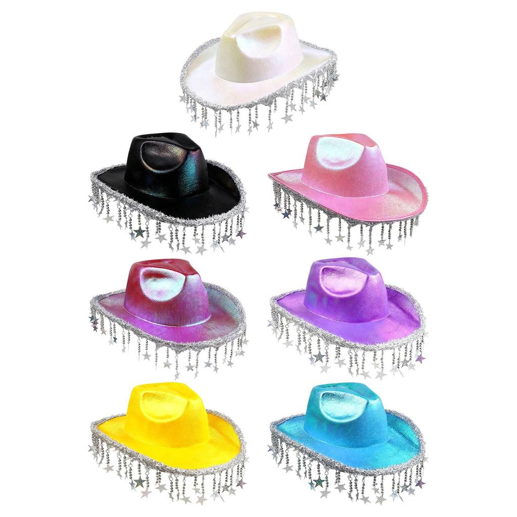 Cowboy Hat Shiny Trendy Headgear Costume Accessories Cowgirl Hat for Music Festival Engagement Outdoor Holiday Stage Performance